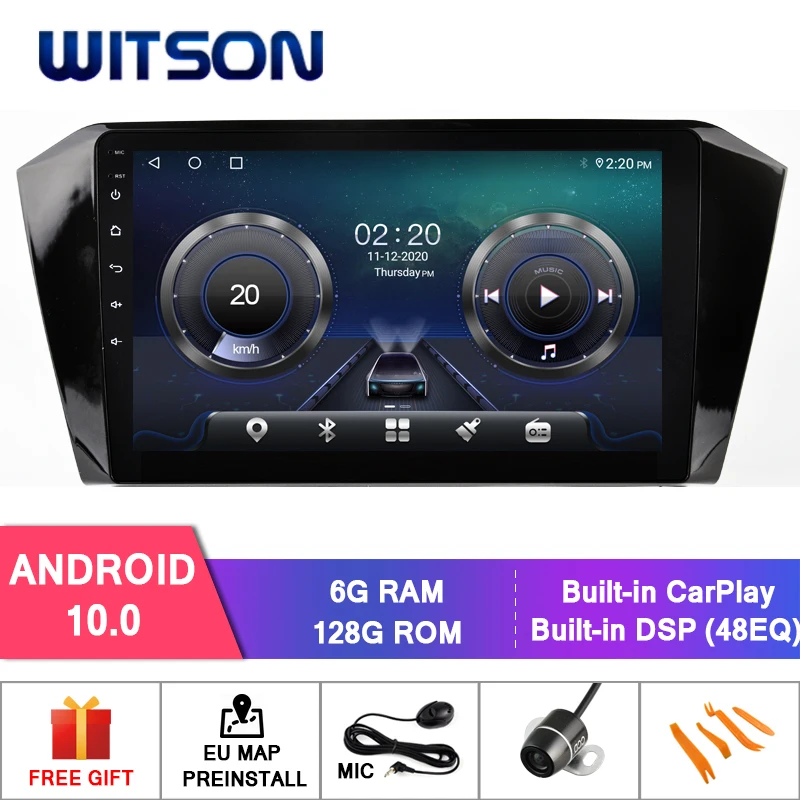 Автомобильный медиаплеер WITSON на Android 10 0 6 + 128 ГБ 1 дюйма для VW PASSAT B8 автомобильный