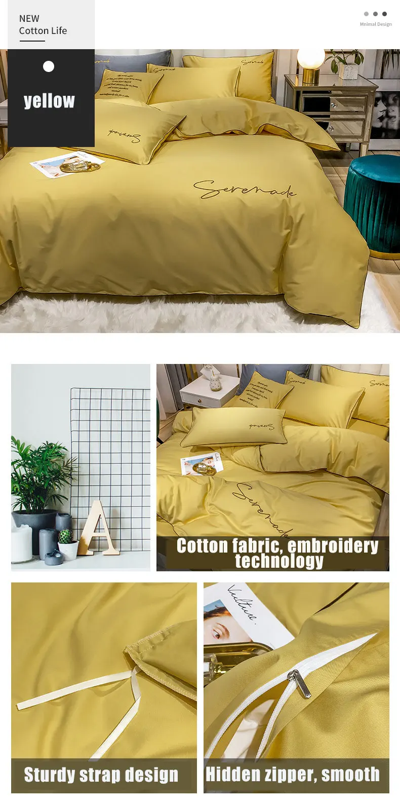 Высококачественный модный Комплект постельного белья из 4 предметов с вышивкой