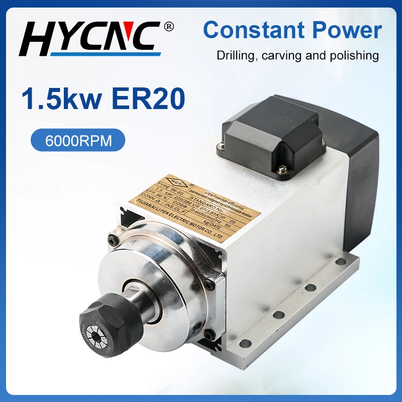 

1.5KW 6000rpm Constant Power Spindle Square Flange Air-Cooled Permanent Magnet Motor CNC Milling Machine Drilling And Grinding
