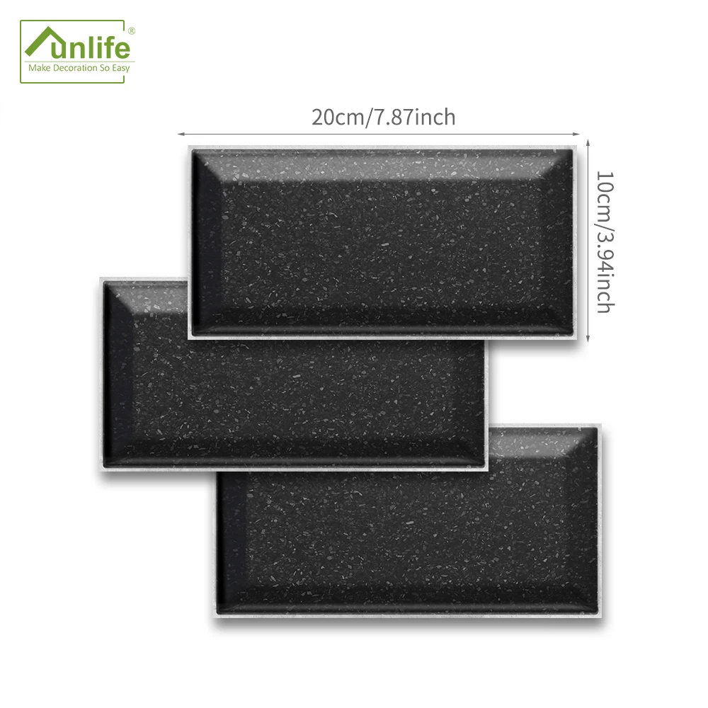 

Funlife 20X10cm Black Terrazzo Wall Sticker DIY Decorative Eco-Friendly PVC Tile Stickers for Bathroom Kitchen Home Wall Floor