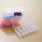 Пластиковая шкатулка для украшения ногтей, 10 ячеек, контейнер с отделениями шт., прямоугольная шкатулка для ювелирных изделий