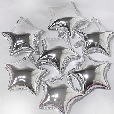 Silver Star 10pcs 14 шт./компл. 16 дюймов русские письмо с днем рождения фольги Воздушные шары золото серебро День рождения надувные декорации для вечеринки воздушные шары поставки русские неоновые стикеры набор JL0128 - Цвет: Silver Star 10pcs