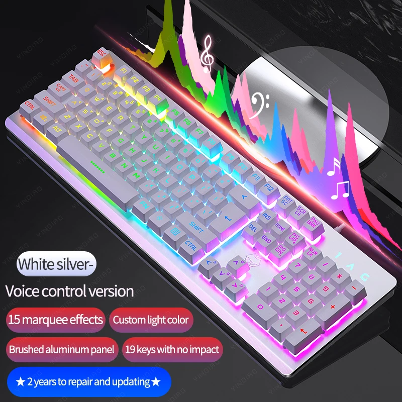 

Wired metal manipulator feel waterproof gaming keyboard seven-color backlit desktop computer notebook usb chicken keyboard