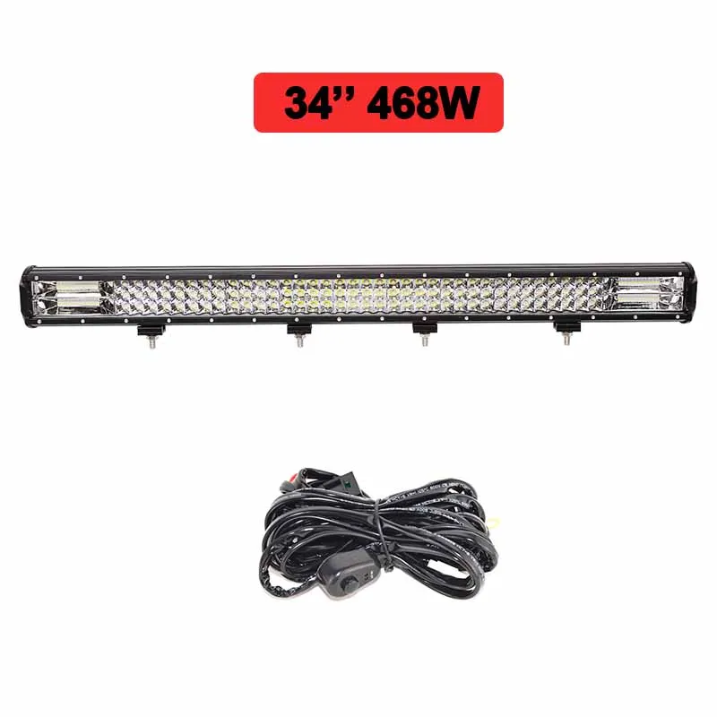 468w with wire kit 1" 17" 20''2" 28" 3" 7D светодиодный светильник Бар Offroad 288 Вт 324 комбо луч светодиодный фар дальнего света 12v 24v для грузовиков, внедорожников, квадроциклов, наводненных 4WD 4x4 - Цвет: 468w with wire kit