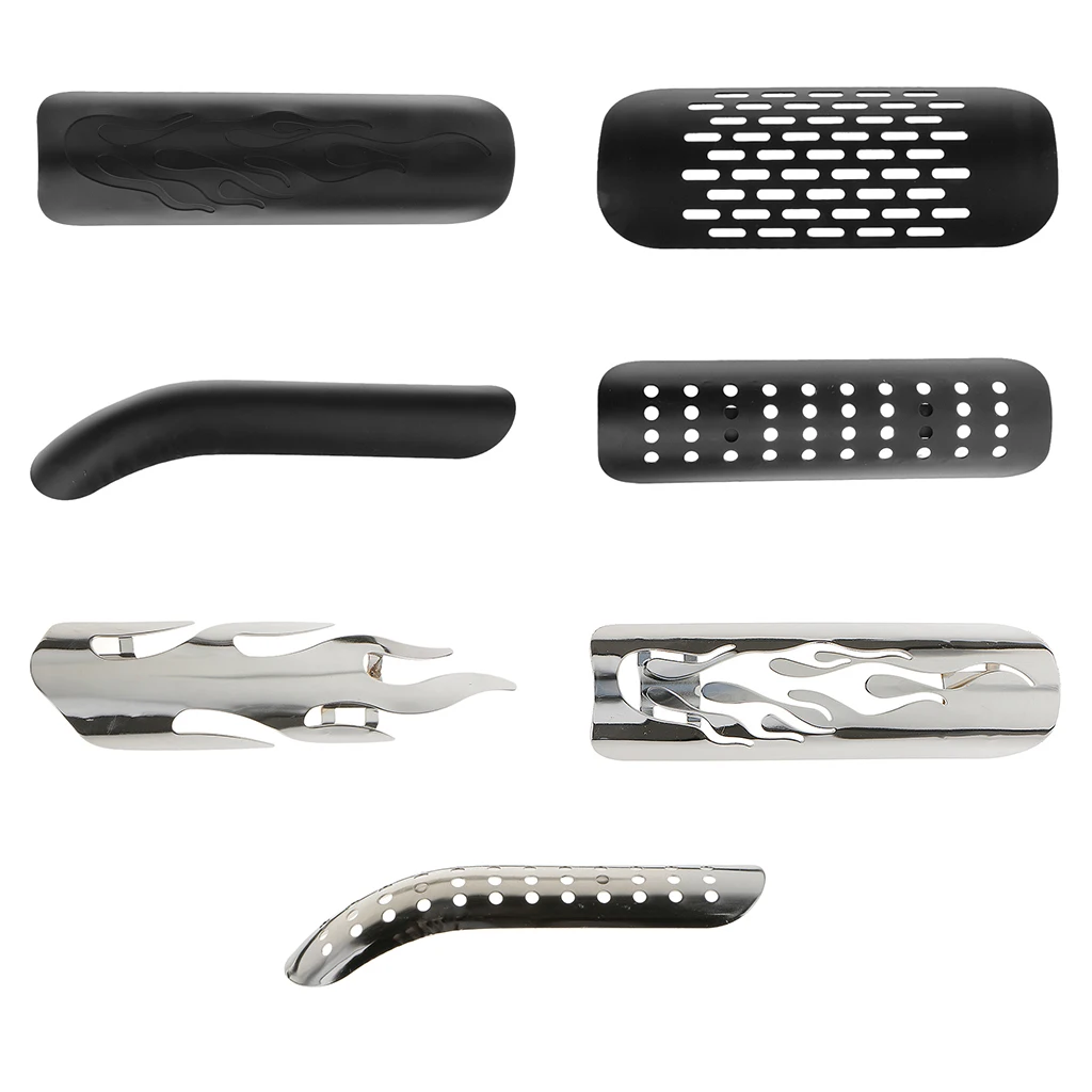 Хромированный глушитель с изображением пламени для мотоцикла Белый защитный