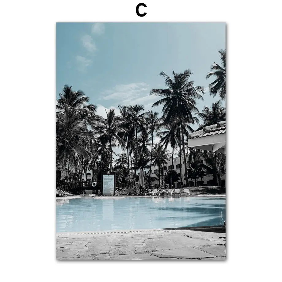 

Ocean Beach Coconut Tree Paris Tower Nordic Posters And Prints Wall Art Canvas Painting Wall Pictures For Living Room Home Decor