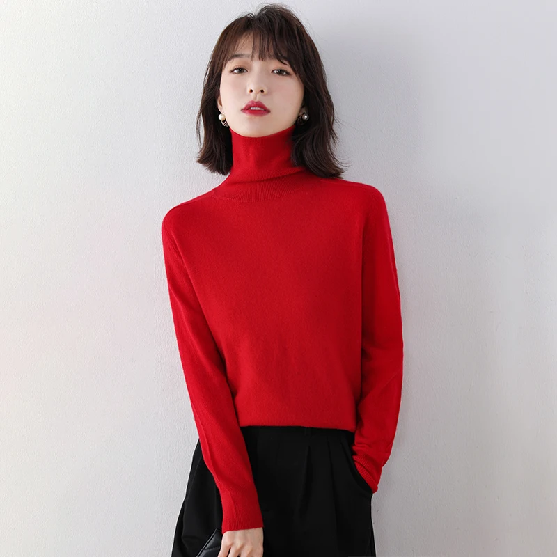 adishree 2020 woman winter 100% Cashmere sweaters and autumn knitted Pullovers High Quality Warm Female thickening Turtleneck