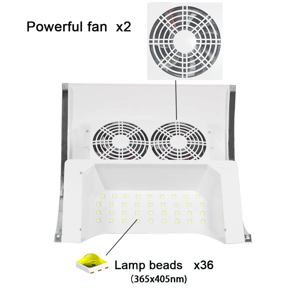 2 в 1 сборщик Сора с & 80 Вт лампа для маникюра со два мощных вентилятора 36
