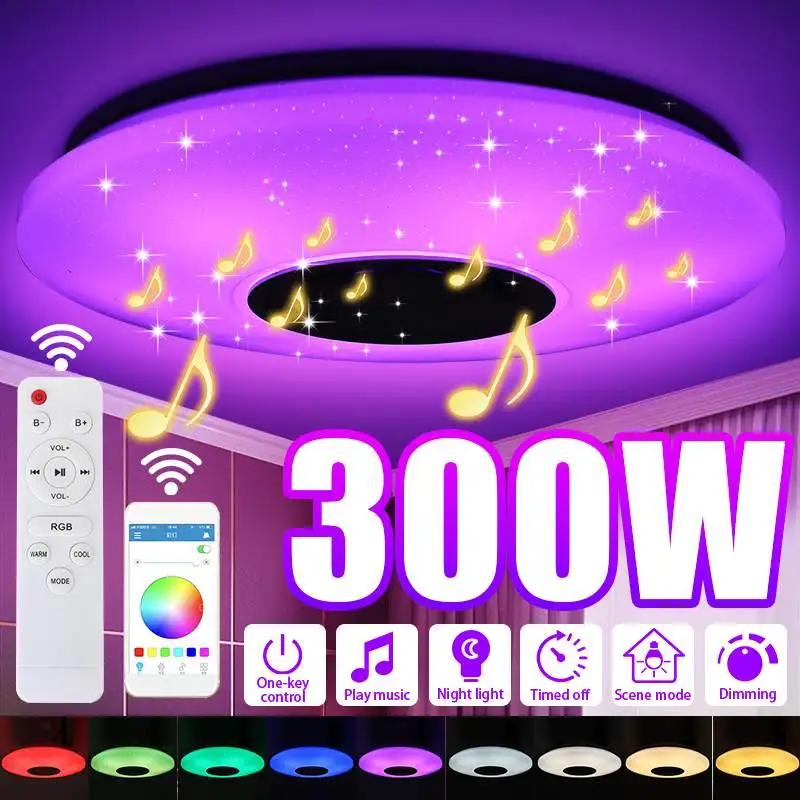 

Современный RGB светодиодный потолочный светильник, 300 Вт, освещение для дома, музыкальный светильник с APP bluetooth, лампы для спальни, умный пото...