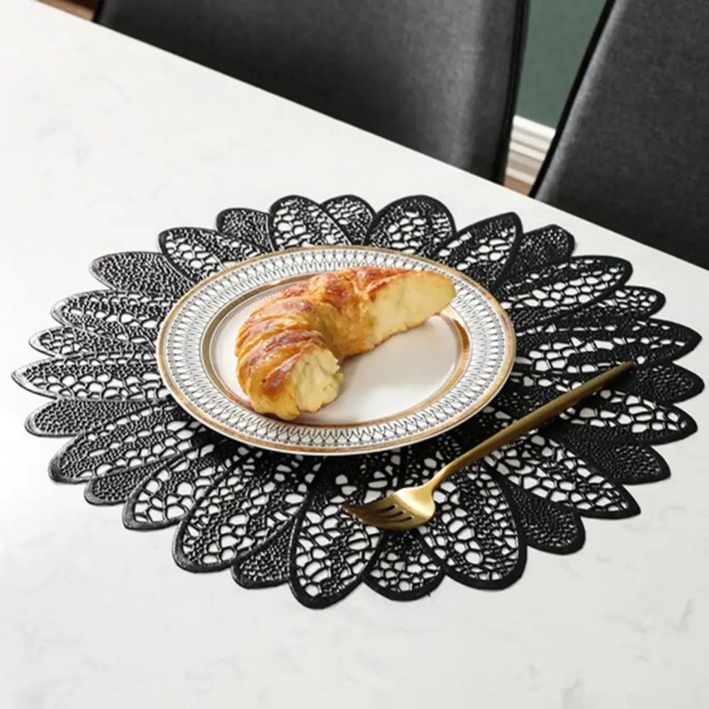 Круглый Противоскользящий коврик с полыми чашками для тарелок чайной чашки