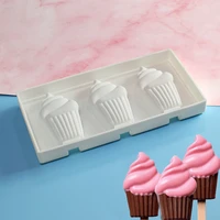 3 holes summer silicone ice cream moulds 3d ice cream shape popsicle molds cube tray