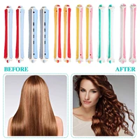 12pcs plastic hair curler roller long cold wave perm rods with rubber bands for home beauty salon hair styling tools 9x1 1cm