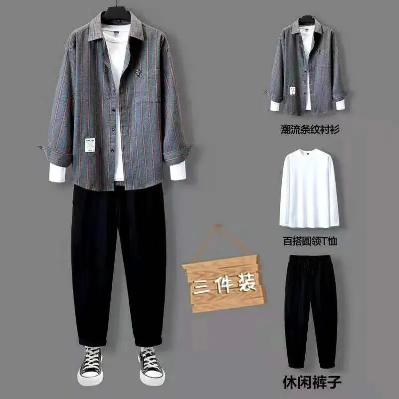 

Three piece men's shirt suit autumn casual sportswear for men