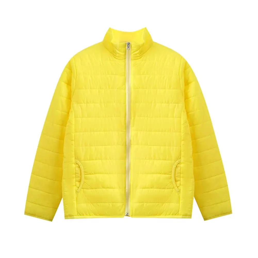 Женская зимняя теплая куртка с длинным рукавом и воротником-стойкой однотонное