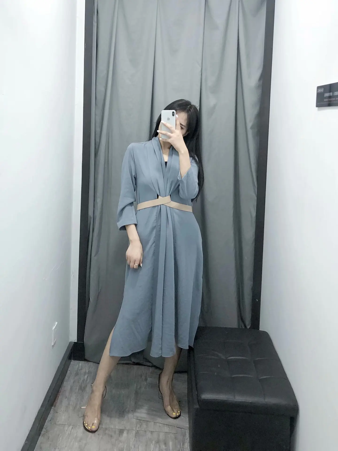 Осенняя Новинка 2019 модная женская одежда пояс с длинными рукавами v образный