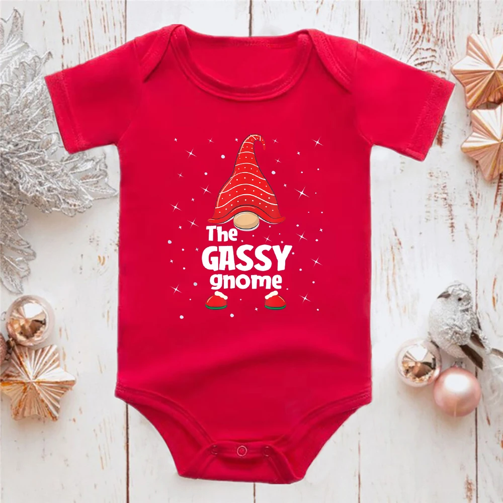 

The Gassy Gnome Funny Newborn Baby Boy Clothes Merry Christmas Red Baby Romper Fashion Aesthetic Baby Girl Bodysuits Dropship