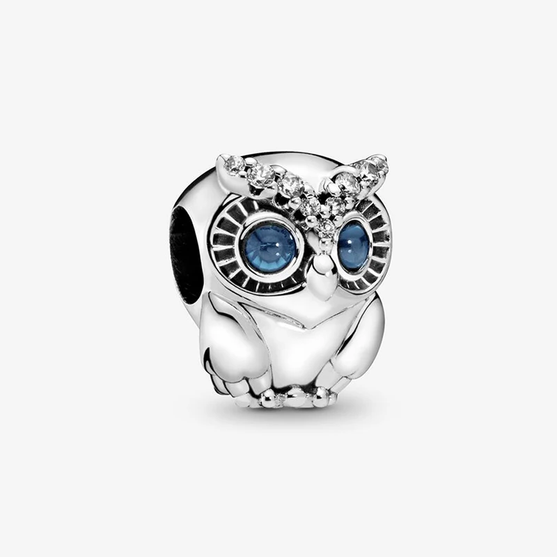 

Authentic 100% 925 Sterling Silver Beads Sparkling Owl Charms Pendant fit Original Pandora Bracelets Women DIY Jewelry