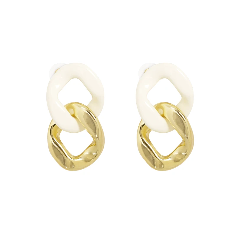 

Peri'sBox Two-Tone Acrylic Metal Drop Earrings Chunky Curb Chain Hanging Earrings Statement Minimalist Unusual Dangle Earrings