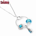 Seialoy модное ожерелье с подвеской из синего кристалла, Хрустальная корона, буква О, бусины, круглое ожерелье с подвеской для женщин и мужчин, оригинальные украшения вечерние Ринок