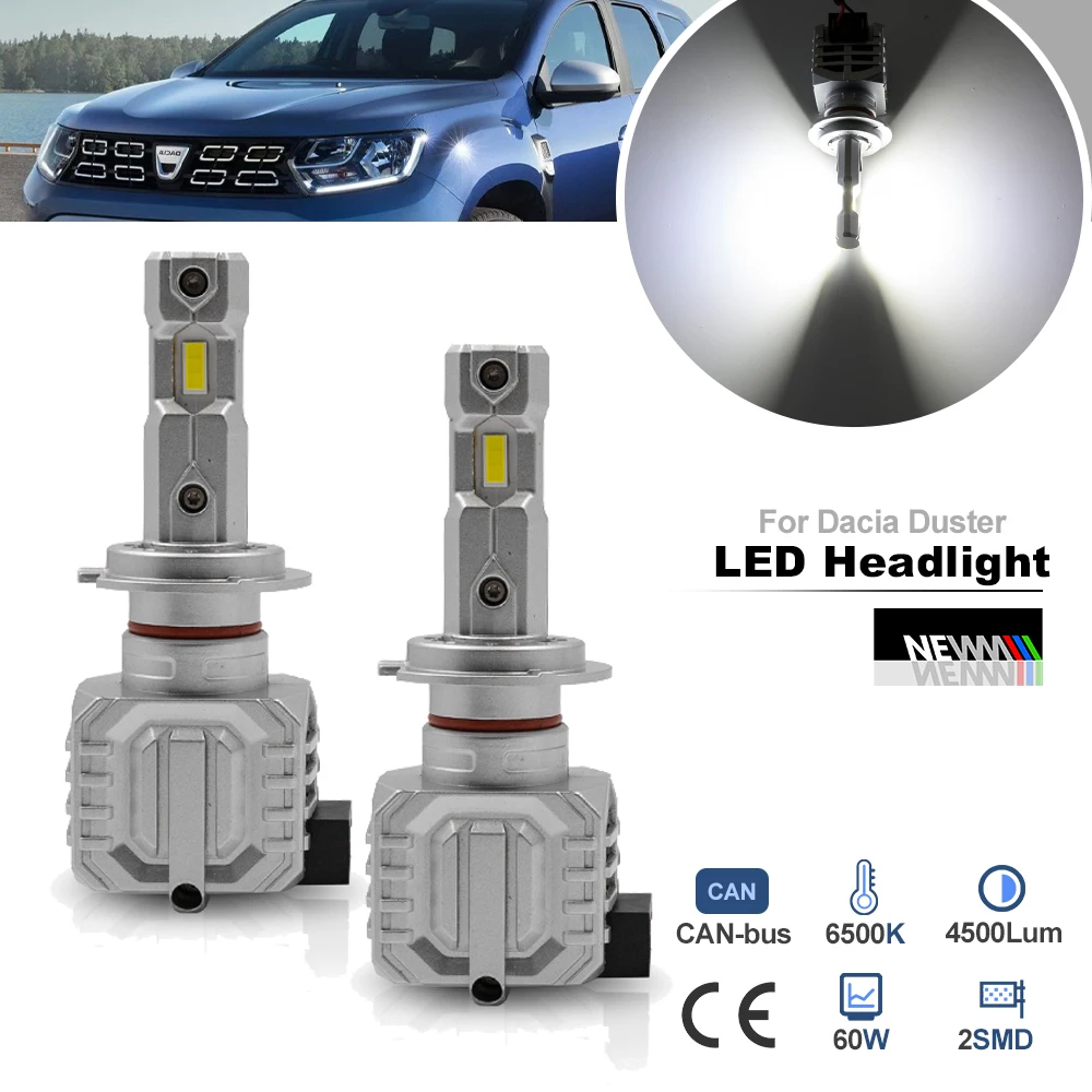 

For Dacia Duster 2010-2021 LED H7 Dipped Beam Headlight Bulbs 25V Canbus Low beam Lamps Vacuum Heat Pipe Anti Flicker Headlamps