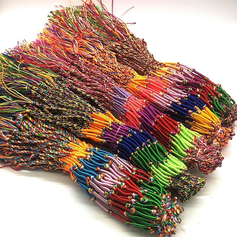 

10Pcs/Set Random Colorful Rainbow Color Mix Braid Bracelets Women Girls Jewelry Gift DIY Charm Handmade Rope Bangles