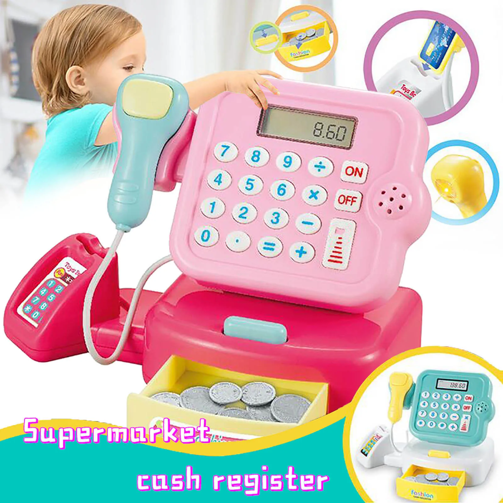 

Children Pretend Play Simulation Supermarket Cash R-egister Game Toy Pretend Play Supermarket Cash R-egister Game Classic Toy