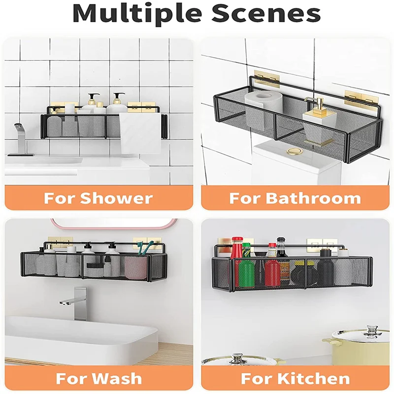 Shower Caddy Shelf Accessories Modern Matte Black Bathroom Corner Shelves Kitchen Wall Shampoo Storage Rack | Обустройство дома
