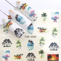 1 sheet summer marine life nordic plant water decal sticker for nail pattern painting wrap paper foil tip tattoo manicure slider