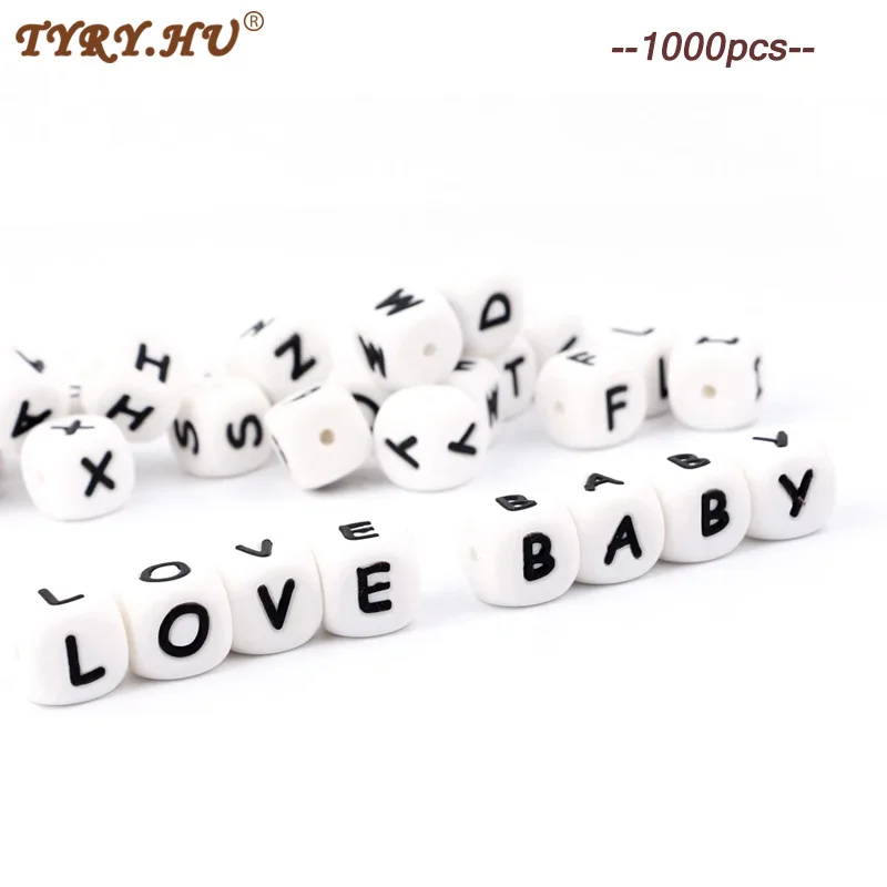 TYRY.HU 1000pc Alphabet English Silicone Letter Beads 12mm Baby Teether Accessories For Personalized Pacifier Clips Teething Toy