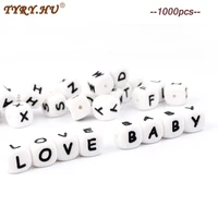 tyry hu 1000pc alphabet english silicone letter beads 12mm baby teether accessories for personalized pacifier clips teething toy