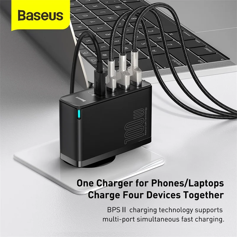 baseus 100w gan usb quick charger qc 3 0 pd usb type c fast charging charge for iphone 12 pro max 8 macbook xiaomi phone charger free global shipping