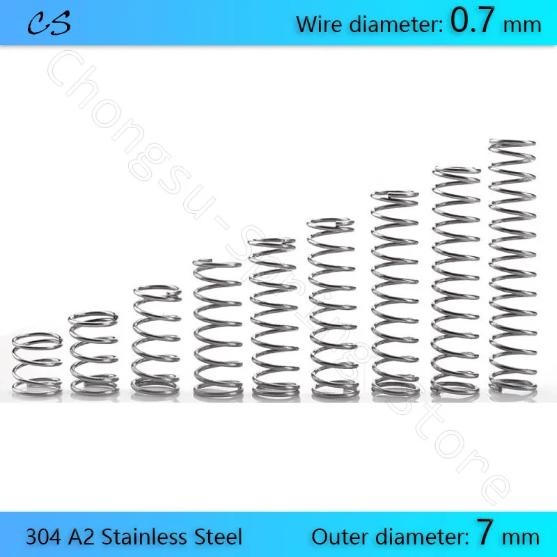 

5Pcs 0.7mm Compression Spring 304 A2 Stainless Steel Springs Wire Dia 0.7mm Outer Dia 7mm Length 5 10 15 20 25 30 35 40 45 50mm