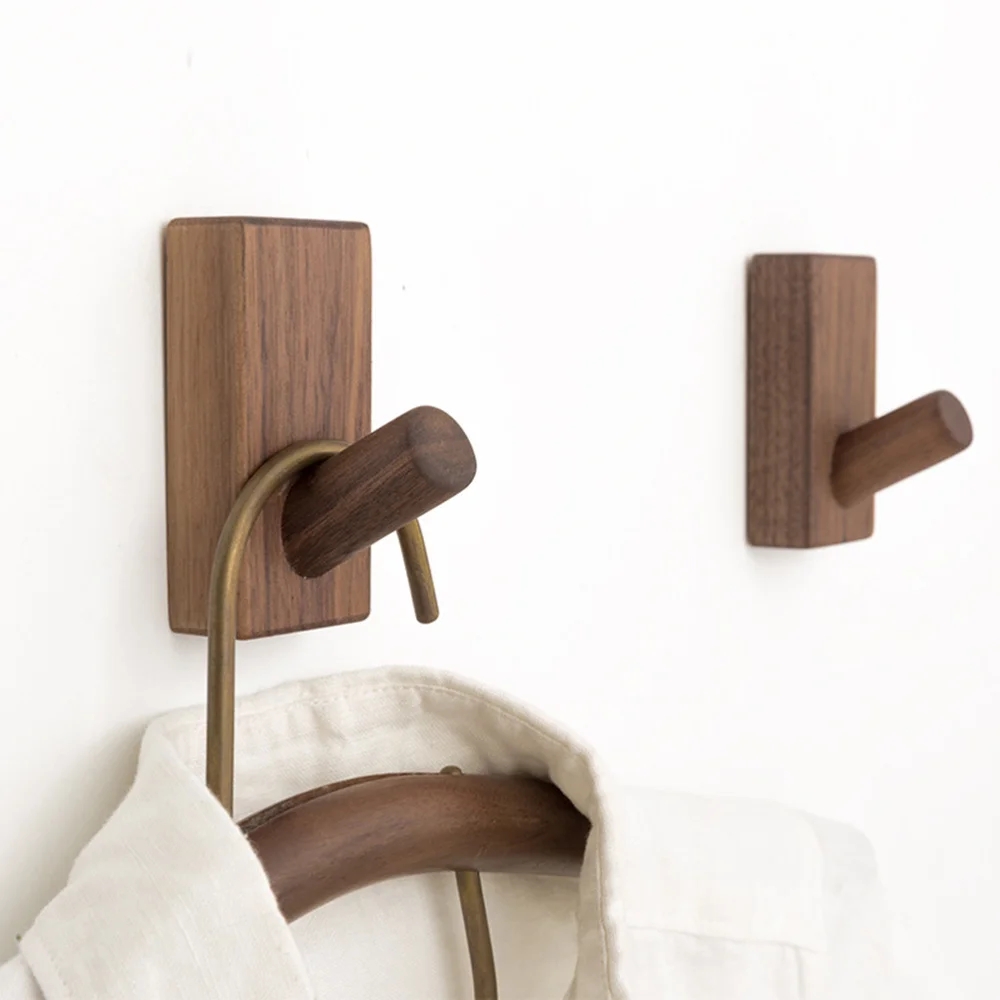 

4PCS Nordic Style Wood Wall Coat Hook Simple Wooden Hanging Hat Hooks with Screw for Home Bedroom (Beech/Black Walnut)