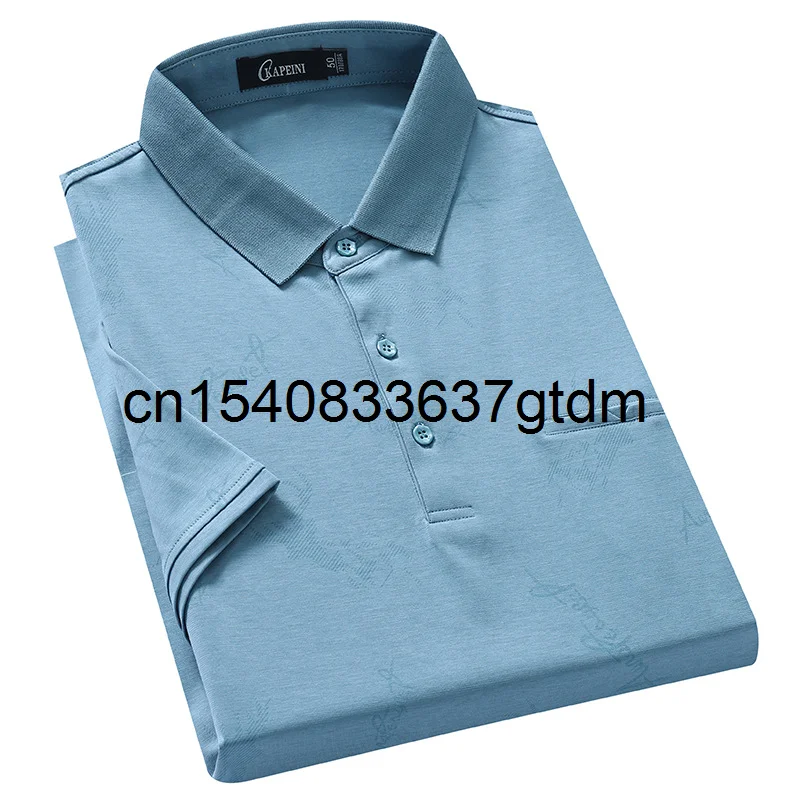 

Large men's half sleeve business solid short sleeve T-shirt Paul Lapel plus fat man loose T-shirt