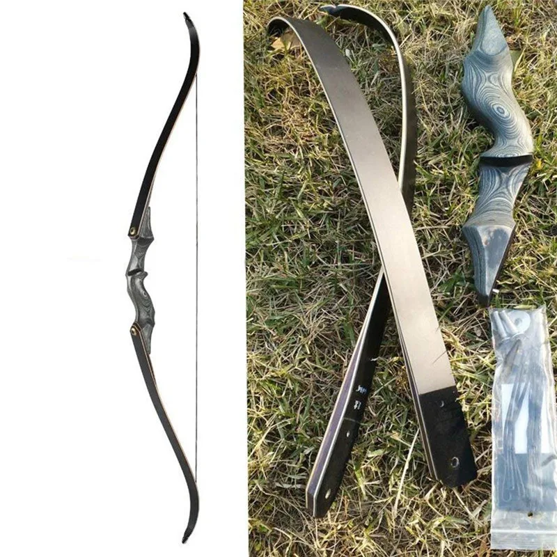 30 60bls 60 дюймов стрельба из лука на вынос изогнутый лук черный стекловолокно