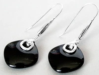 fashion 925 silver natural black earrings