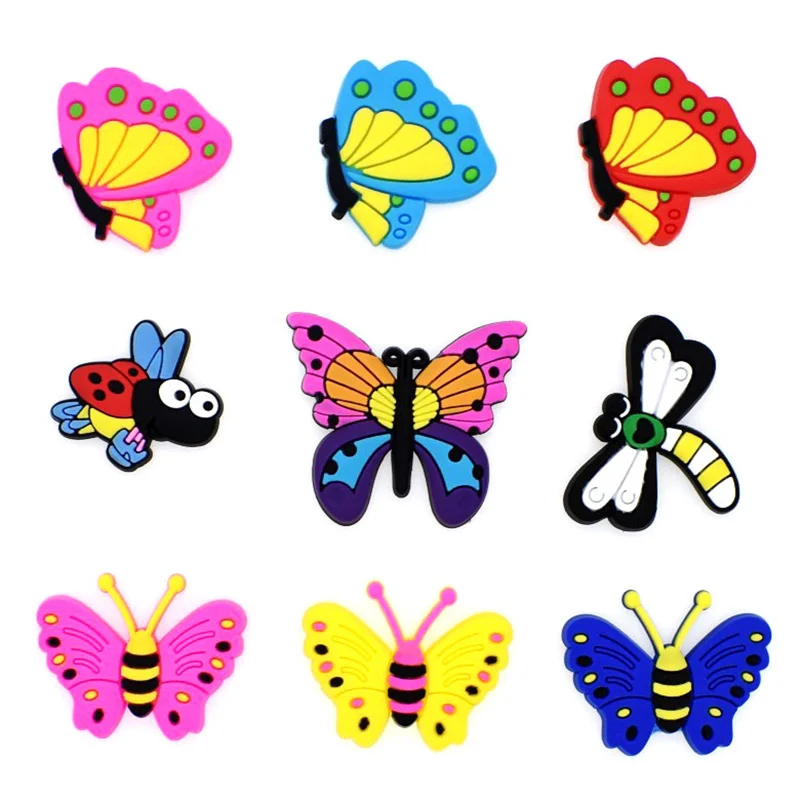 

colorful buttefly Shoe Decoration Buckle Charms single piece dragonfly jbz for croc Bracelets kids birthday Gifts drop shipping