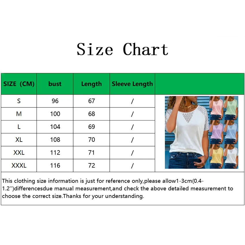 

Women's Fashion Classic Pure Color Lace V-neck Lace Short Sleeve Casual Shirt Large Size Loose Shirt