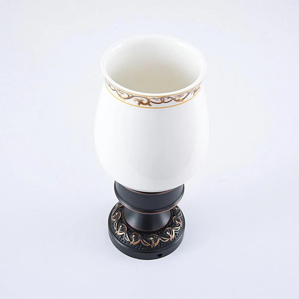 

Black Oil Rubbed Brass Hotel Bathroom Deck Mount Single Lace Ceramic Cup Toothbrush Holder 2ba478