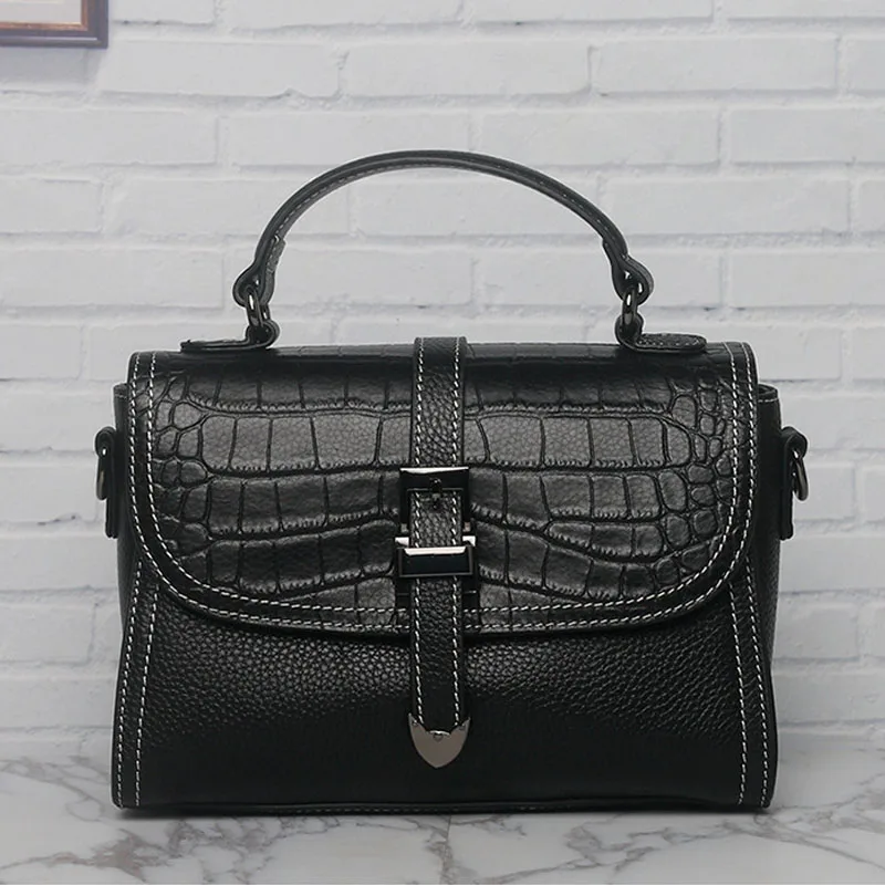

2020 new Leather shoulder bag crocodile pattern crossbody bag casual leather women's cowhide handbag Women's famous