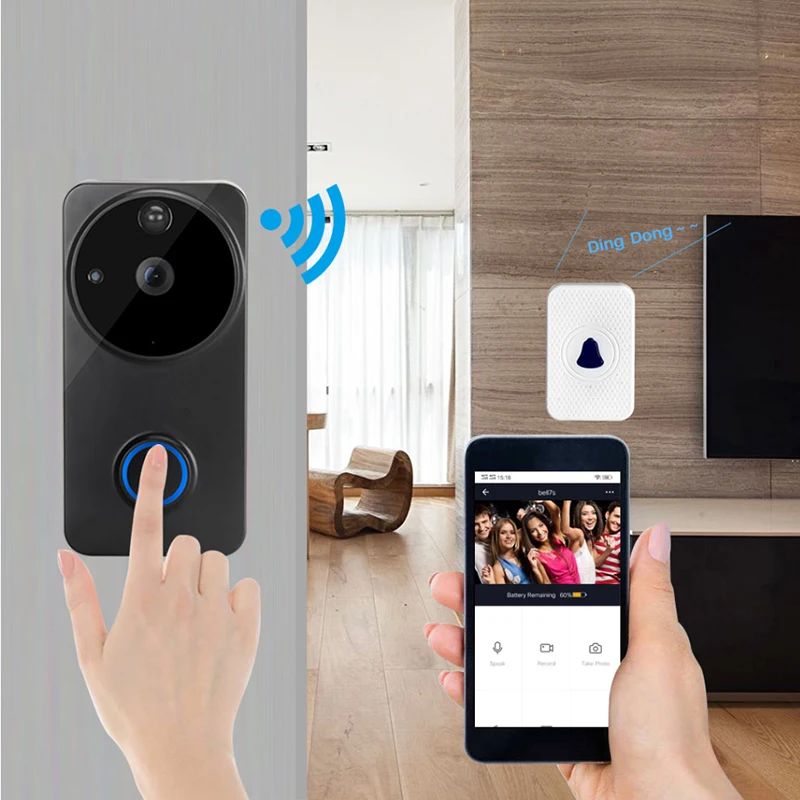 Беспроводной дверной звонок с поддержкой Wi Fi 1080P IP54|Дверной звонок| |
