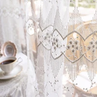 french retro curtains for living dining room bedroom lace white gauze curtain embroidery nordic simple gauze curtain