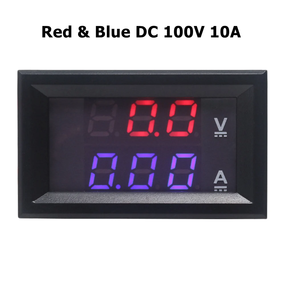 DC 100V 10A 4 бит цифровой вольтметр Амперметр Ампер Вольтметр постоянного тока 200 в 100 в 10 а автомобильный тестер напряжения тока Панель Красный Синий светодиодный двойной дисплей - Цвет: DC 100V 10A
