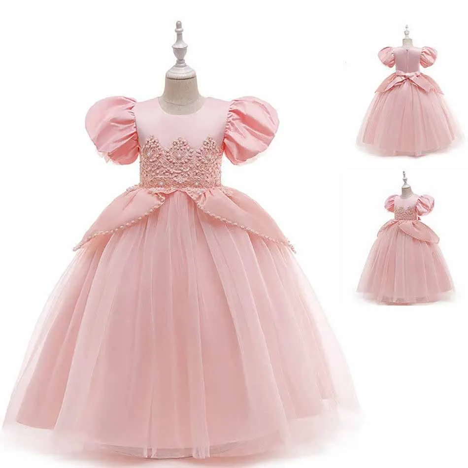 

Ariel Mermaid Pink Princess Dress Little Girls Elegant Mesh Fluffy Dress Skirt Halloween Cosplay Costume Kids Birthday Clothes