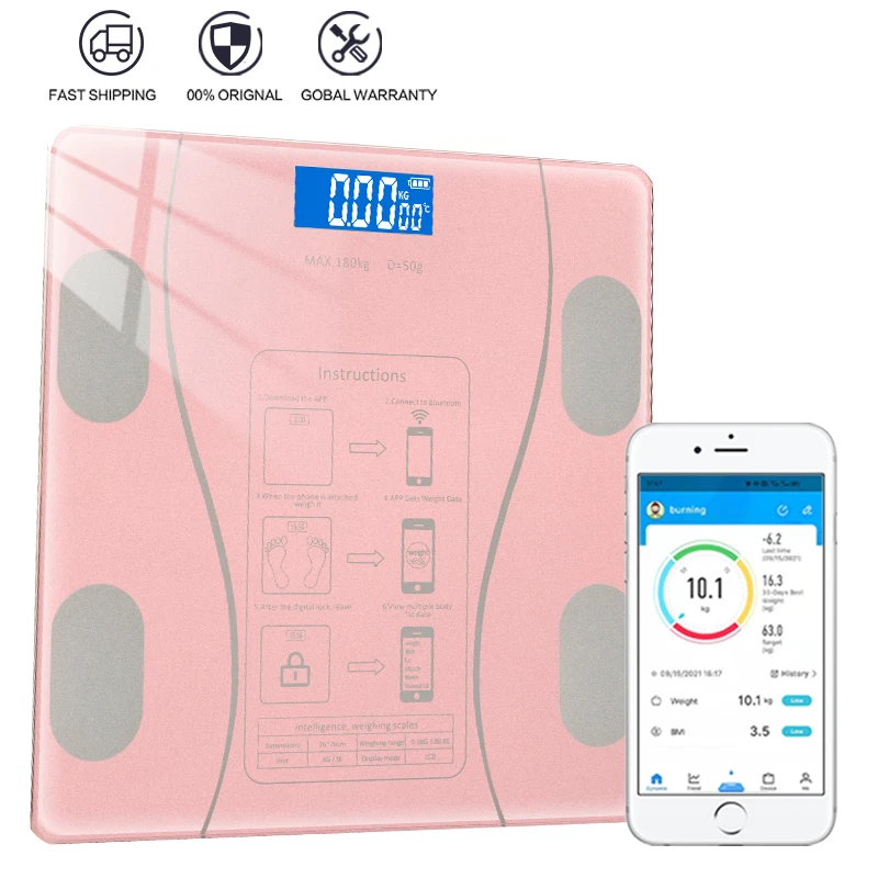 

Умные весы, цифровые весы для ванной комнаты, беспроводные Bluetooth BMI электронный анализатор веса тела, устройство для синхронизации с приложе...