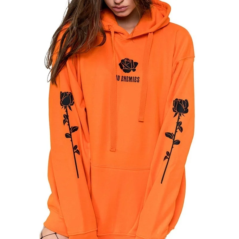 

Autumn and winter fashion casual long-sleeved letter print hooded wild shirt women's clothing