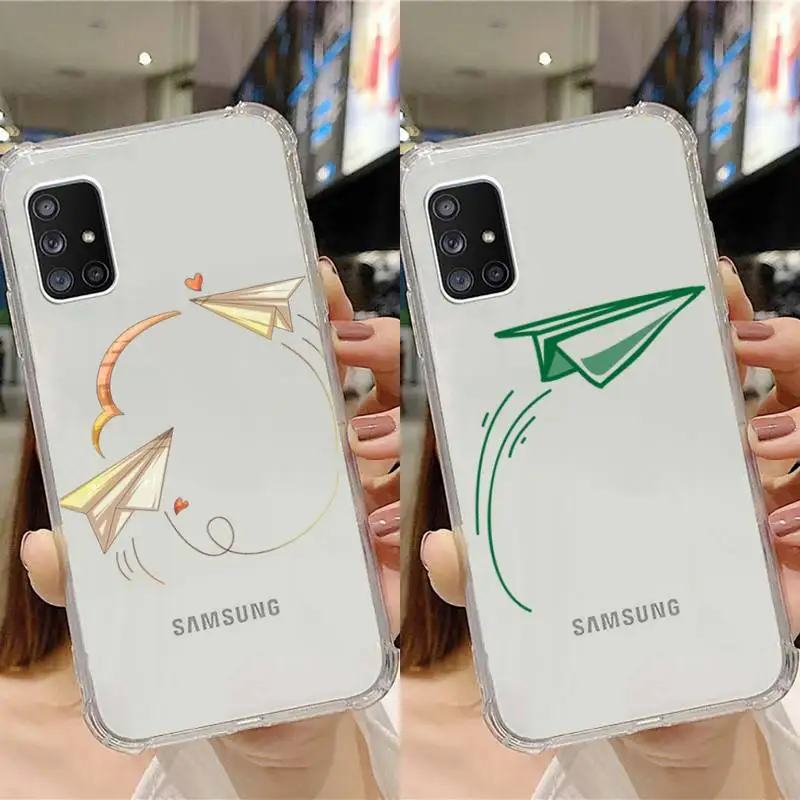 

paper airplane Childhood flying cute Phone Case Transparent For Samsung Note A 7 8 9 10 20 50 51 71 90 20 11 81 e LITE Ultra PRO