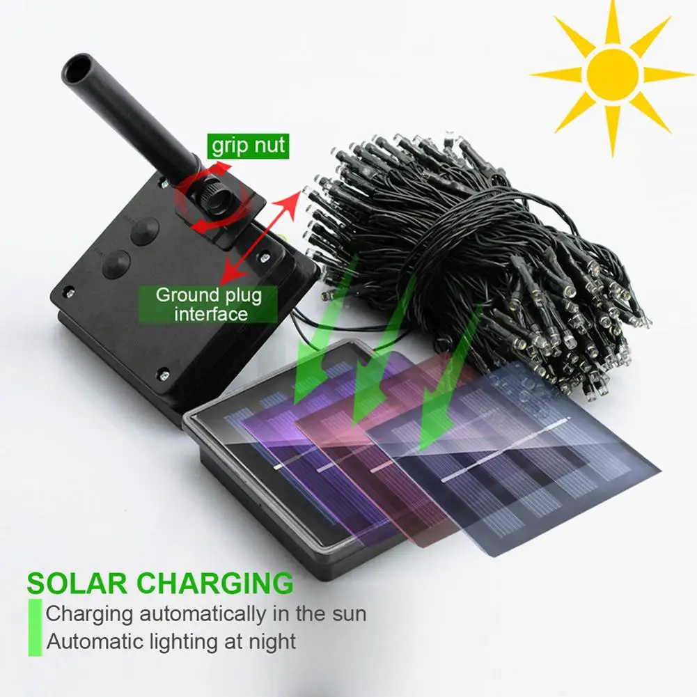 

22M 200LED Solar Plug String Lights Christmas Fairy Lights Garland Outdoor For Wedding Party Birthday Garden Curtain Decoration