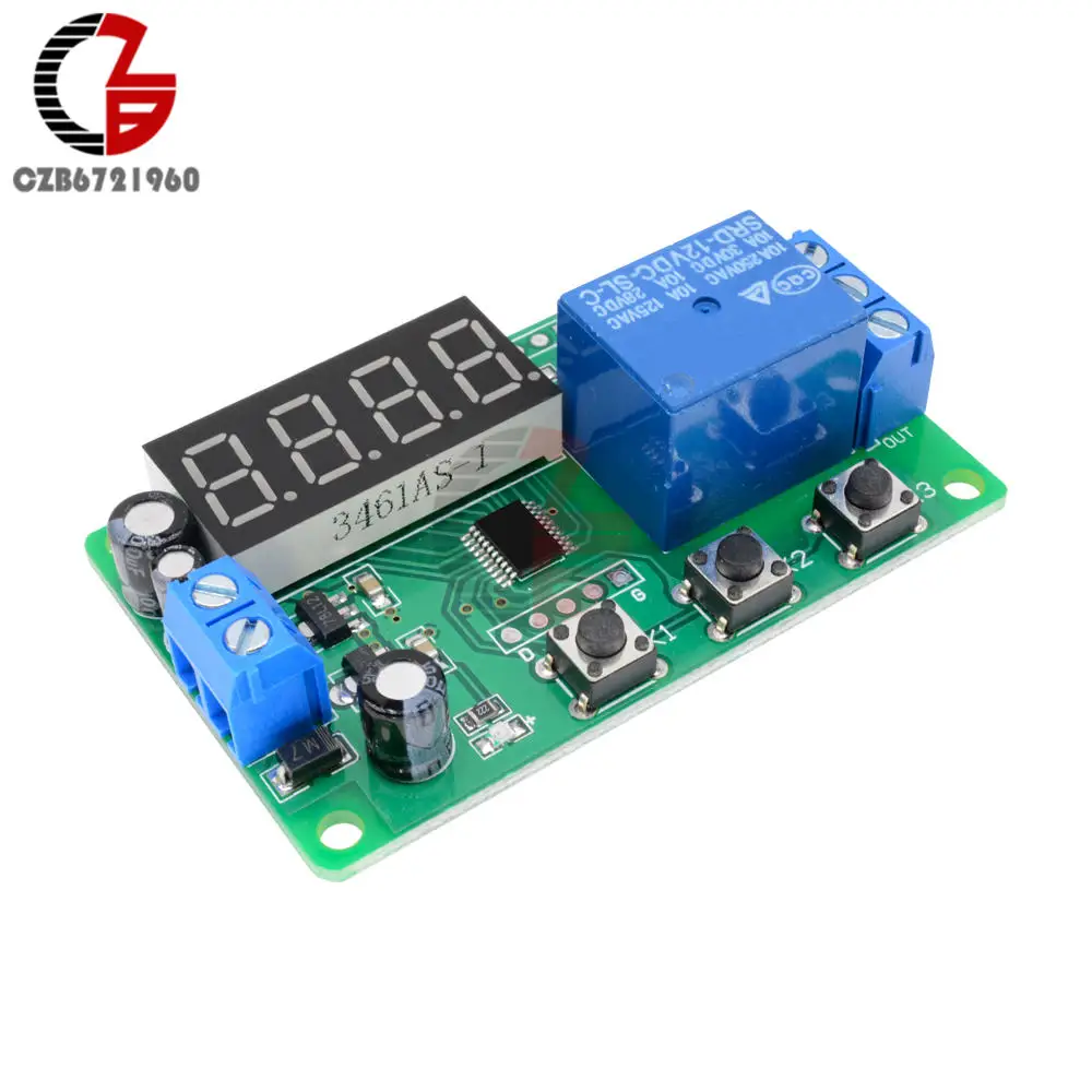 24V Green DC 12 В 24 в цифровой реле задержки времени модуль реле времени реле задержки Реле времени таймер терморегулятор для домашнего питания - Габаритные размеры: 24V Green