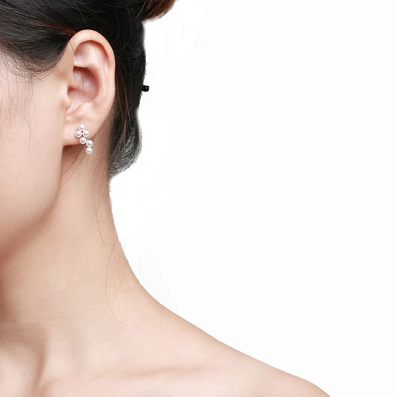 

Оригинальная белая маленькая серьга из натурального пресноводного жемчуга для женщин, настоящие серьги серебристого цвета 925 пробы; Бижуте...